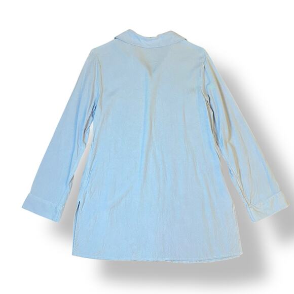 Soft Surroundings Button Front Embroidered Shirt Womens Size S Blue Boho - Picture 6 of 8